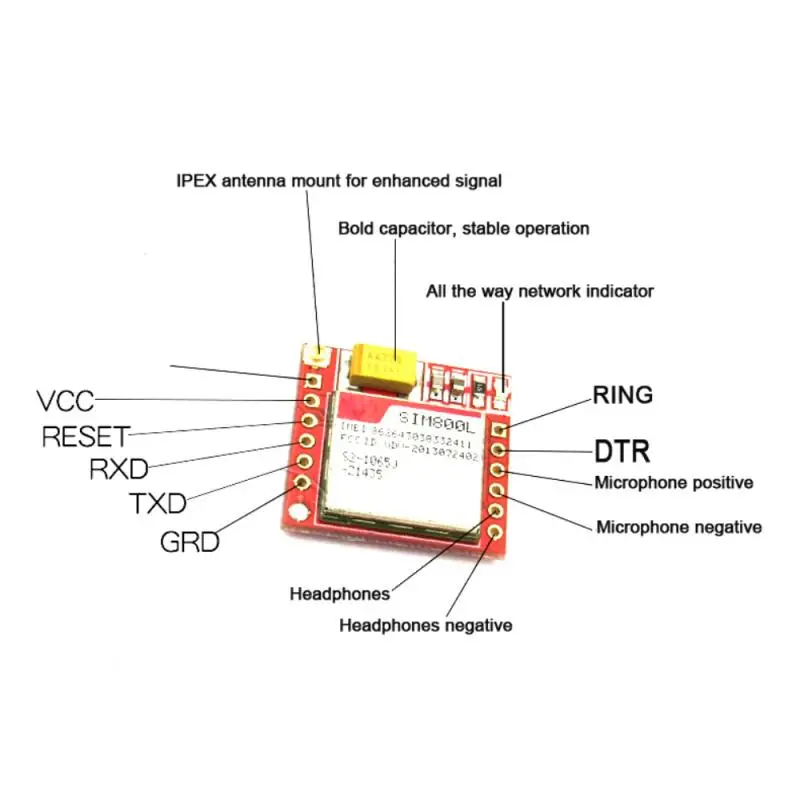 SIM800L GPRS GSM модуль Micro SIM-карта ядро четырехдиапазонный TTL последовательный порт
