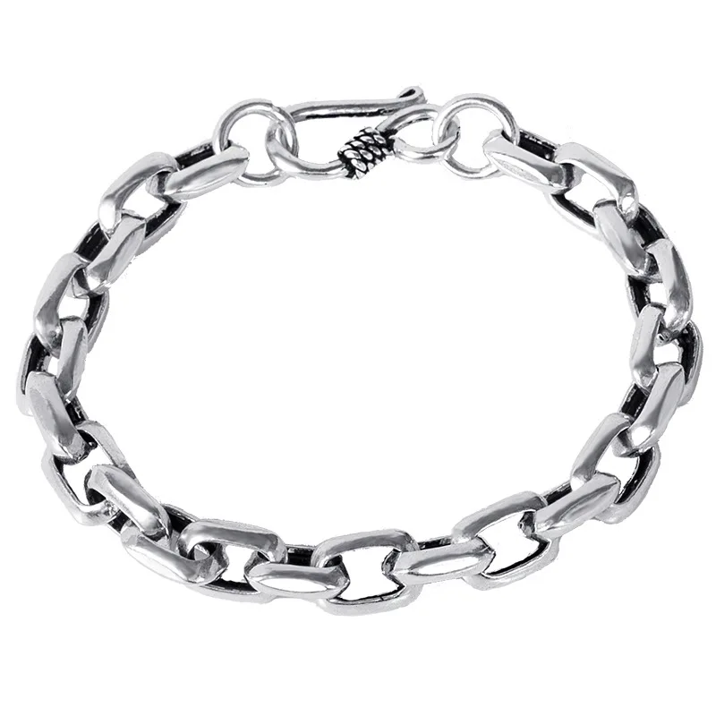 

100% S925 Sterling Silver Charm Bracelets Creative Simple O Circle Chain Pure Argentum Hand Jewelry For Men And Women Lovers