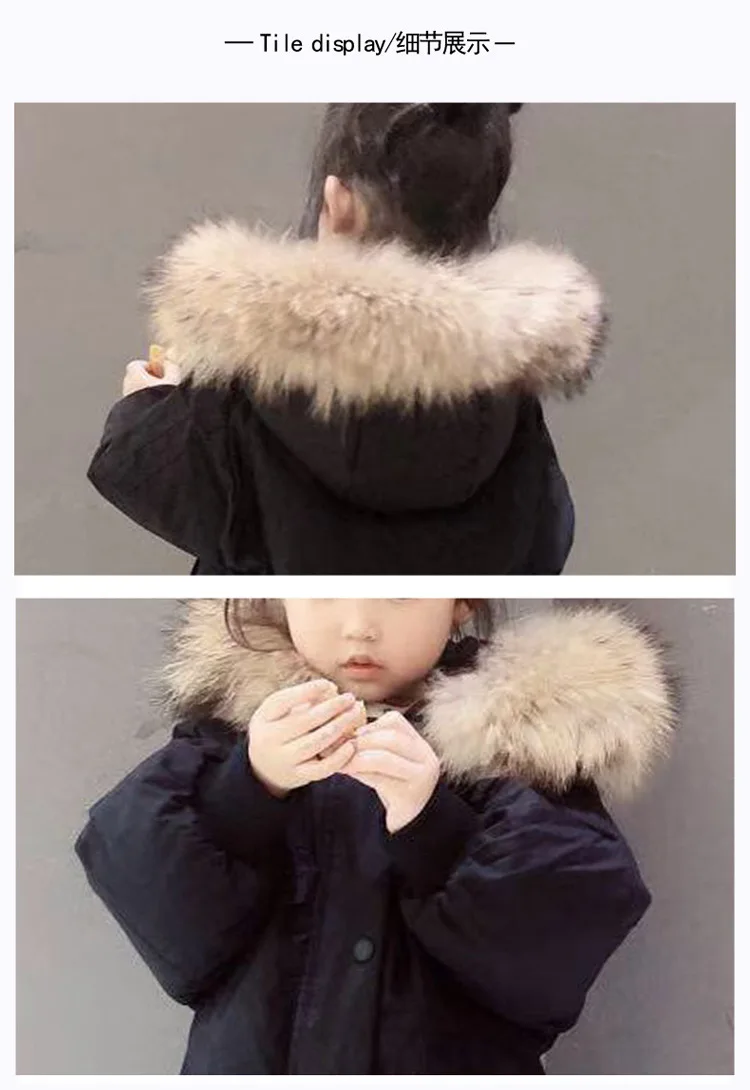 

Children warm winter big real fur collar down jackets baby girls Thicken White duck down coats kids clothes 3-14Y ws1020