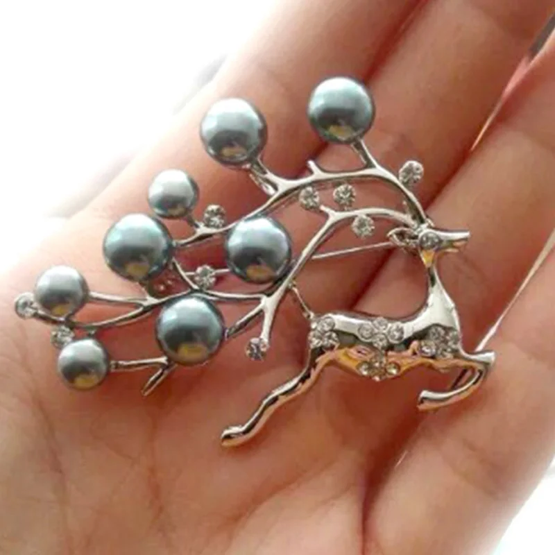 Винтажные Стразы брошка в виде оленя шарф жемчужная брошь креативный подарок