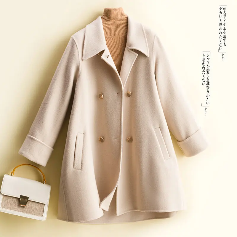 

LONGMING Winter Wool Coat Women 100% Merino Wool Autumn Woolen Coat Fashion Wool Long Coat Woman Cashmere Coats Peacoat Korean