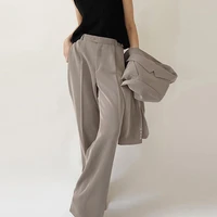 2022 spring new trousers casual pants white temperament trend beauty high waist loose draped commuter wide leg trousers