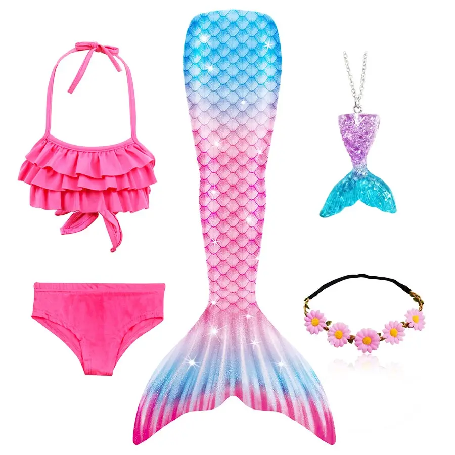 Girls Kids Bikini Mermaid Tail with Finned for Swimming Child's Split Swimsuit Clothing Swimwear Cosplay Costume | Тематическая