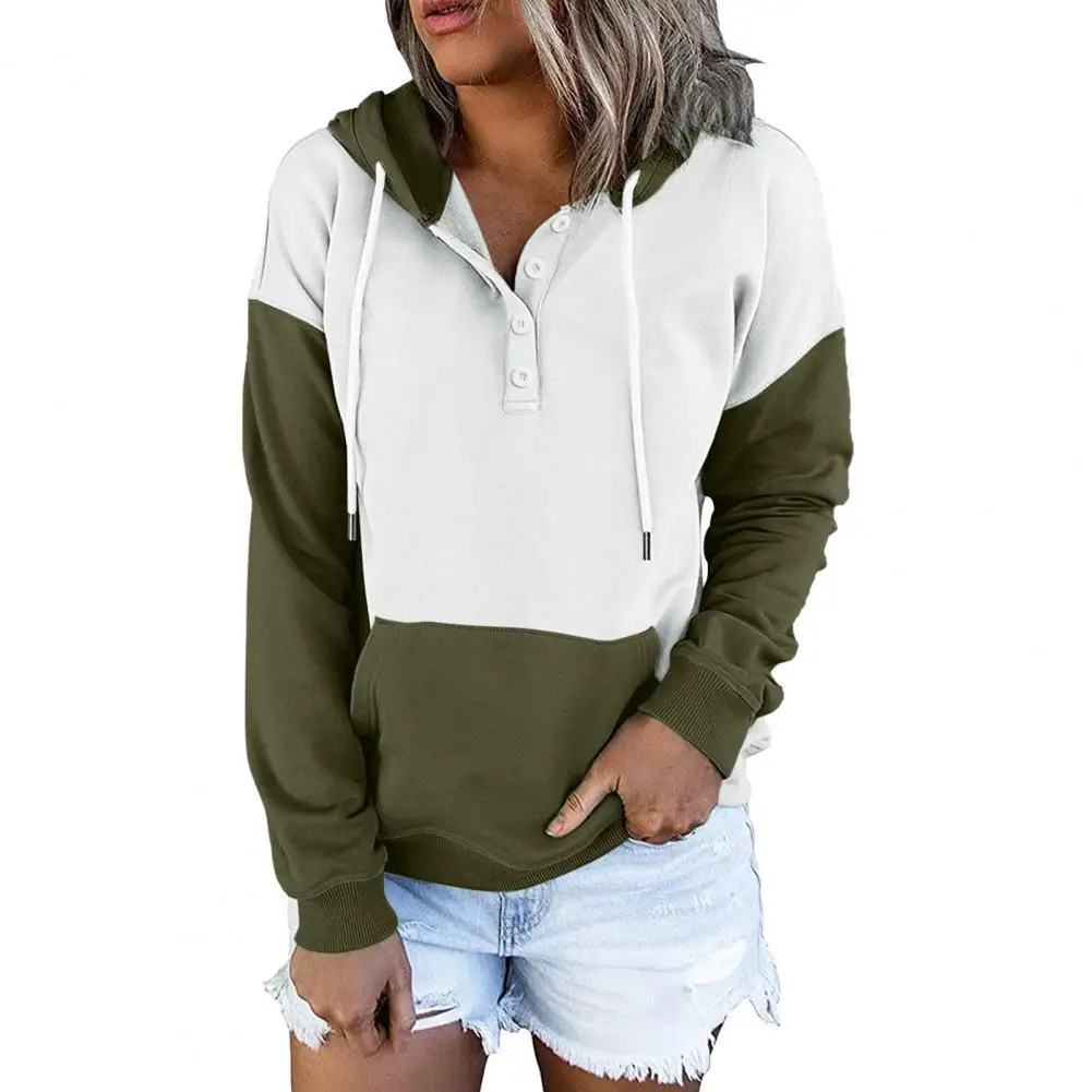 

Loose Women Sweatshirts Hooded Top Sporty Streetwear Two-tone Patchwork Women's Sweatshirt for Hoodies Sudaderas con capucha