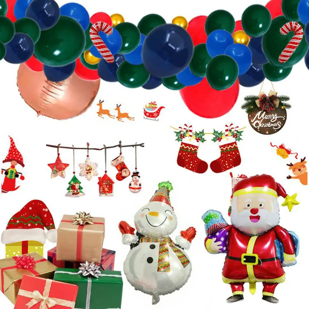 

Набор рождественских воздушных шаров из алюминиевой пленки, украшение для сцены, создания атмосферы, латексные комбинированные воздушные ...