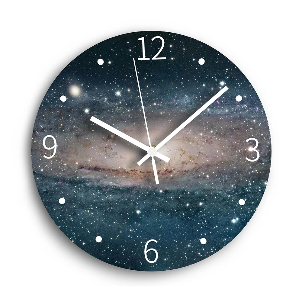 

Universe Space Cartoon Earth Planet Astronaut Starry Sky Balloon Wall Clock Wooden Modern Design Clocks Home Wall Decoration