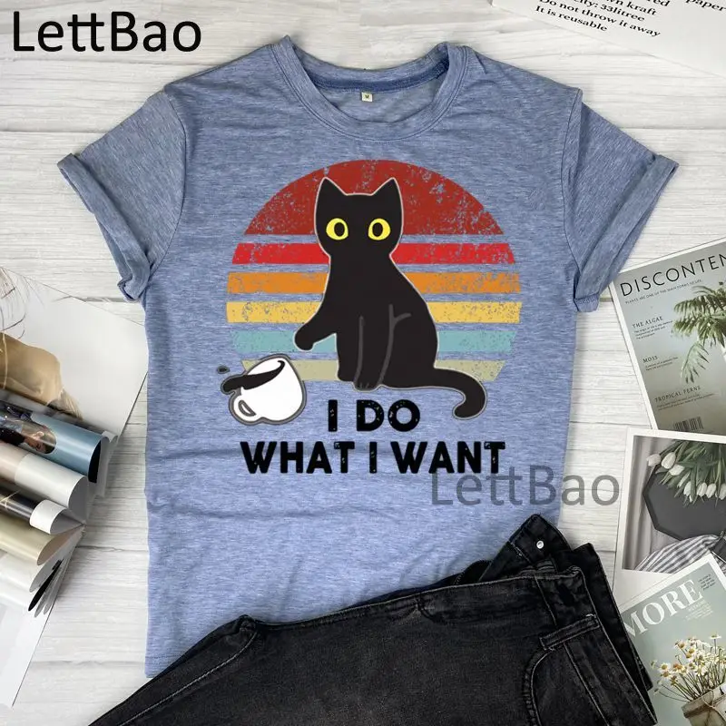 

Cats Lovers I Do What I Want Women's T-shirts Fashion Print Funny Casual Summer Short-Sleeved Harajuku Women's T-Shirt Tops