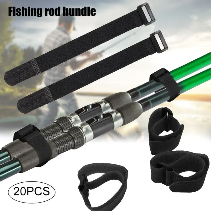 20pcs Fishing Rod Tie Holder Strap Fastening Cable Straps Cable Ties Set Magic Paste Organizer FH99
