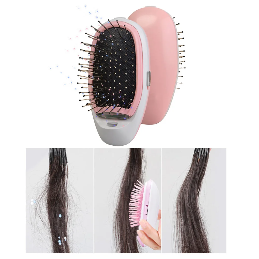 

Negative Ion Massage Portable Comb Mini Brush Electric Care Straight Hair Anti Static