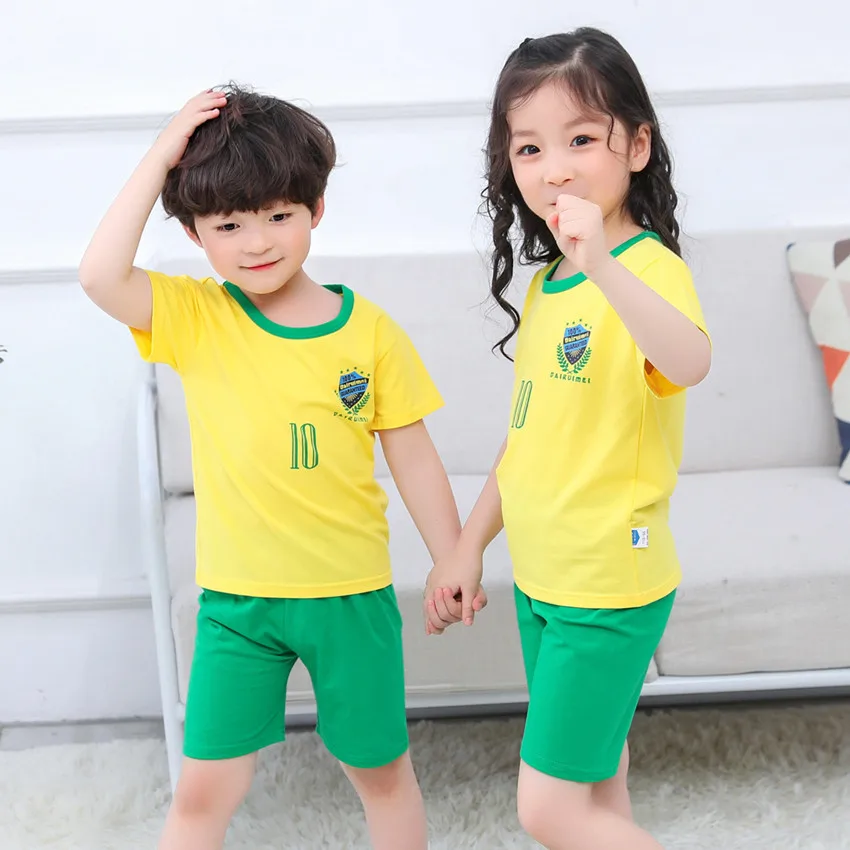 

Summer New Children Clothes Short Sleeevd Tshirts + Shorts Suit Cute Cartoon Animal 2pcs Set Baby Boys Girls Cotton Pajamas