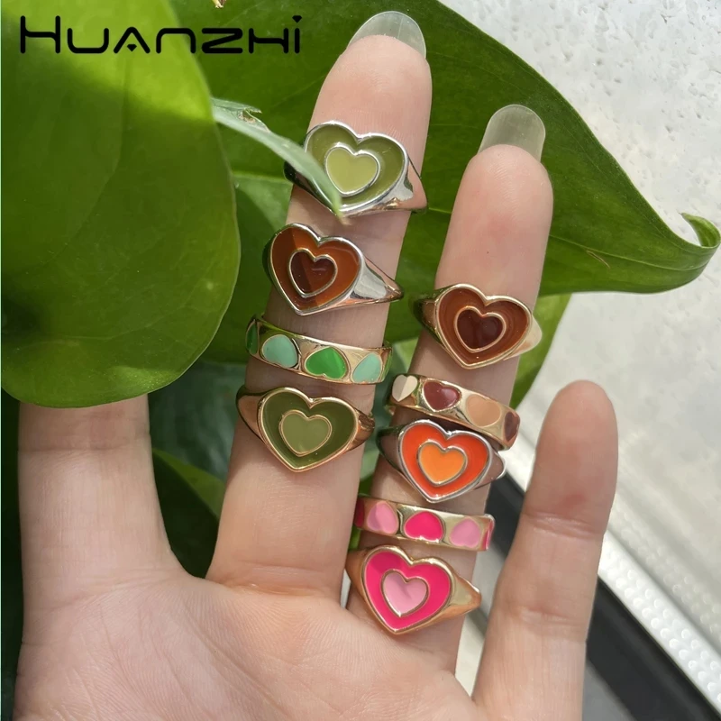 HUANZHI 2020 новые корейские винтажные металлические кольца серебряного цвета с