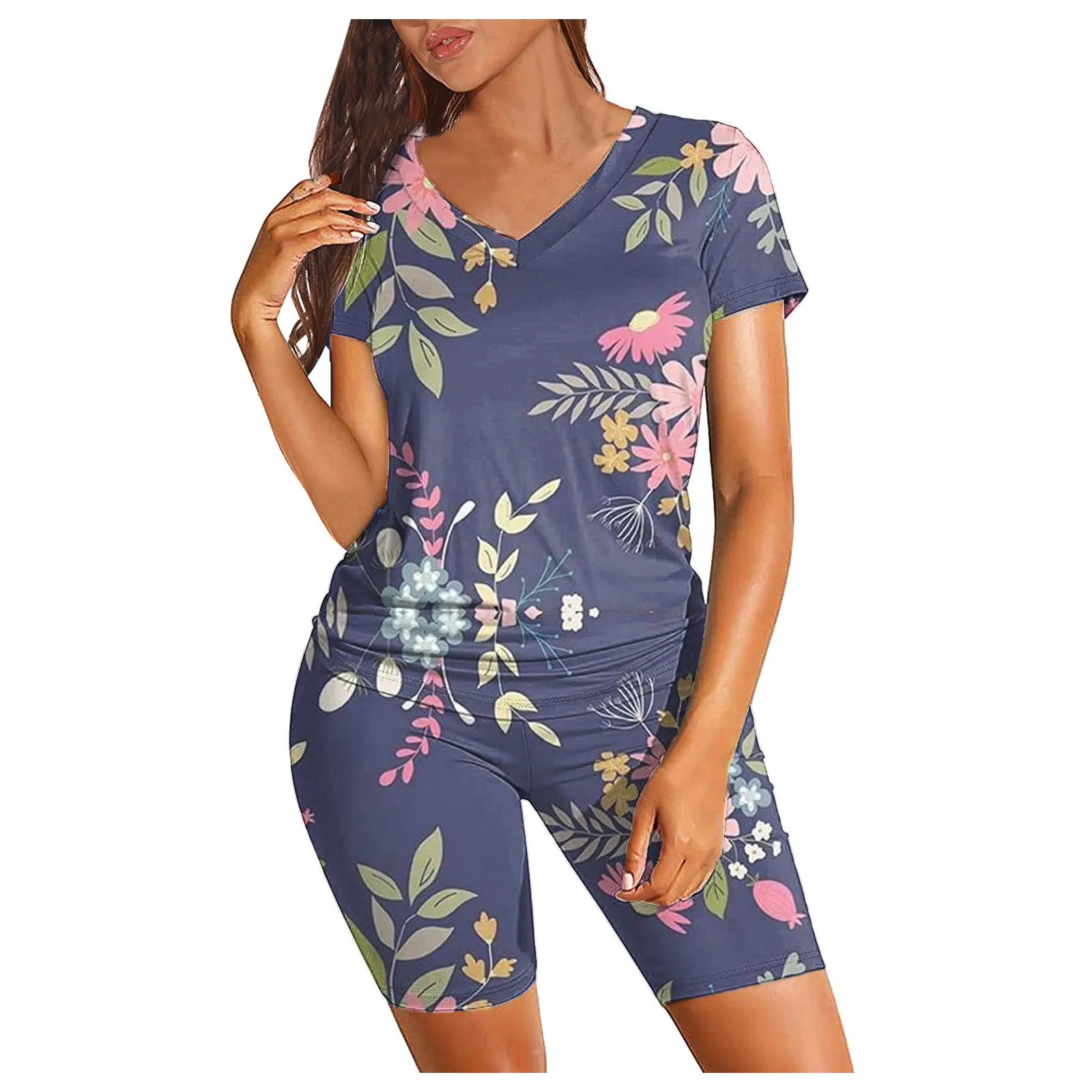 

Джоггеры мужские байкерские шорты комплект Для женщин с принтом Топ с коротким рукавом, майка, 2 шт. для отдыха спортивный костюм с v-образной...