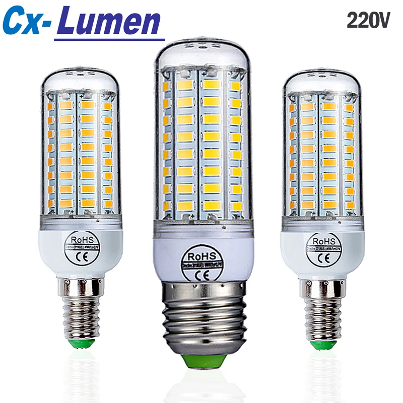 

CX-Lumen E27 Светодиодная лампа 220 В Светодиодная лампа SMD 5730 E14 светильник 24 36 48 56 69 72 LED s лампы-кукуруза люстра светильник щения