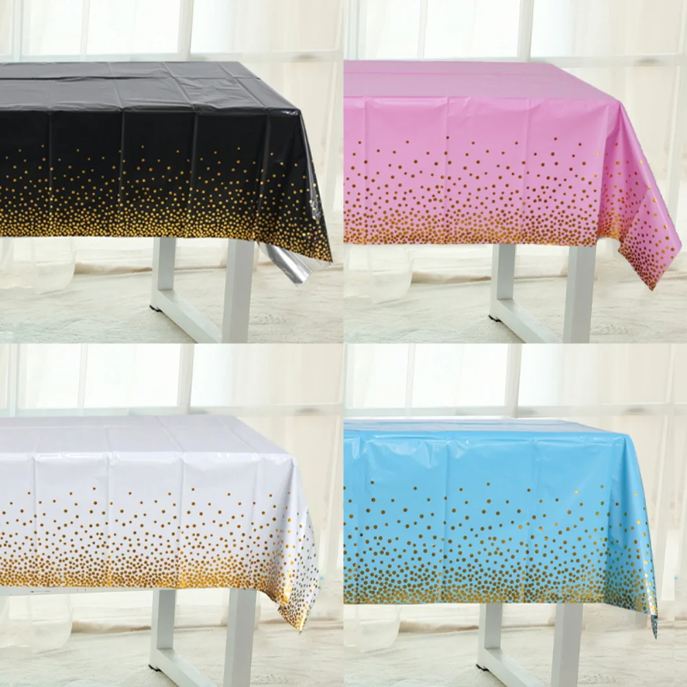 

Bronzing Gold Dot Stripe Style Disposable Tableware Pink Tablecloth Birthday Decoration Kids Birthday Decorations Tablecloth