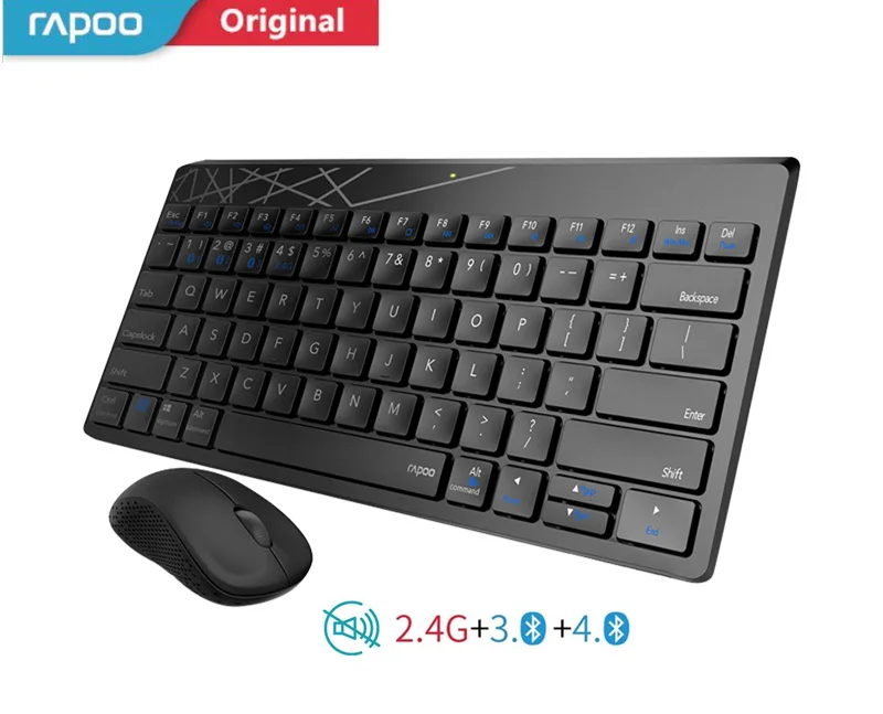 Rapoo 8000M многомодовая Бесшумная Беспроводная клавиатура мышь комбо Bluetooth 3,0& 4,0 RF 2,4G переключение между 3 устройствами - Цвет: Black X220T NEW