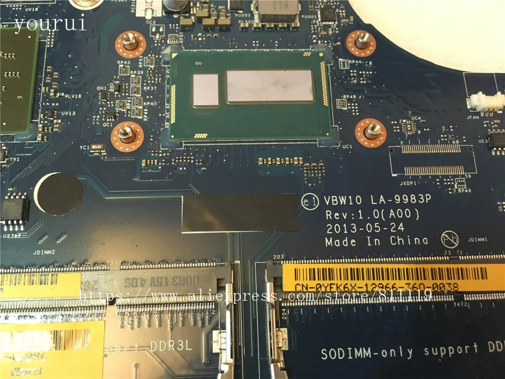 yourui для dell inspiron 5737 3737 laptopmotherboard cn 0yfk6x 0yfk6x yfk6x vbw10 la 9983p ddr3 тесты р