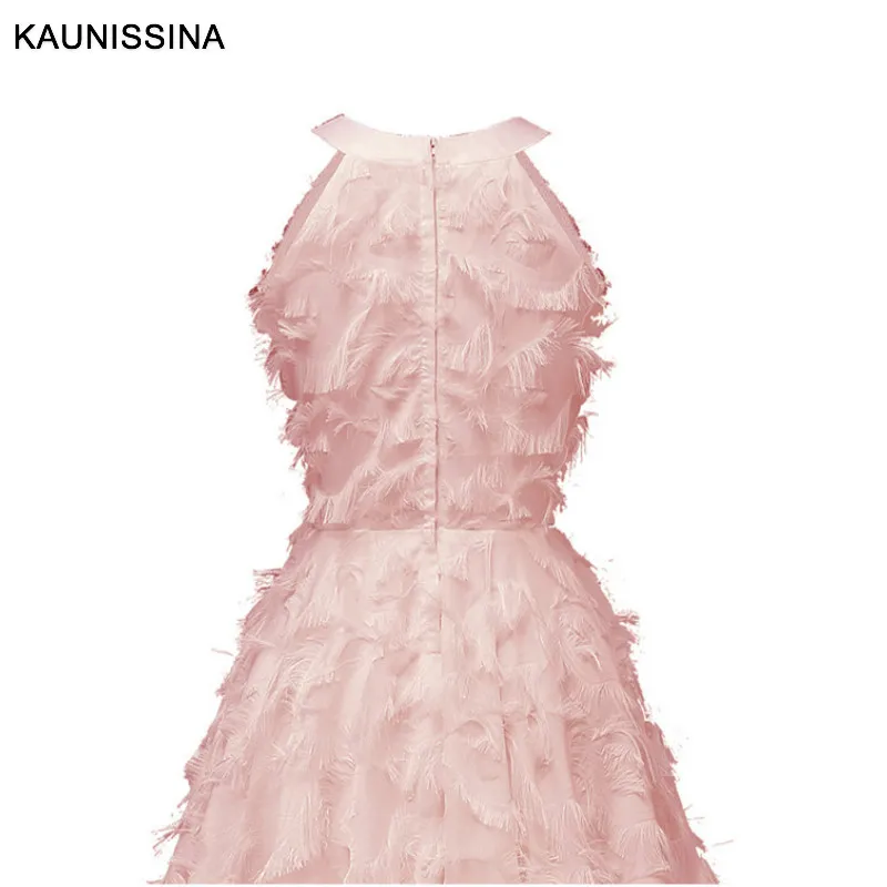 KAUNISSINA robe de изящные вечерние платья с бретелькой на шее без рукавов розовые красные трапециевидные короткие платья