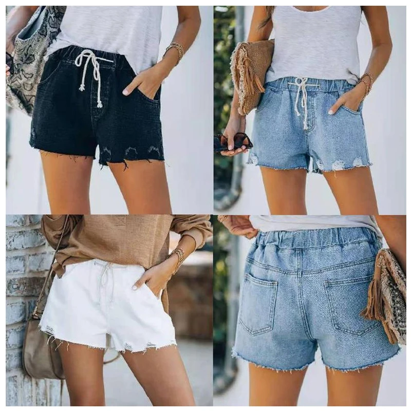 

Women's denim shorts 2021 new summer women's button prosthetic leg jeans shorts casual women's high waist loose version 3 color