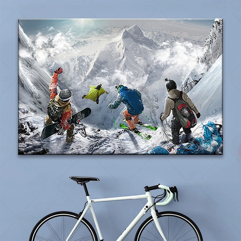 Картины на холсте для катания лыжах спорта плакаты и принты сноубординг Снежная