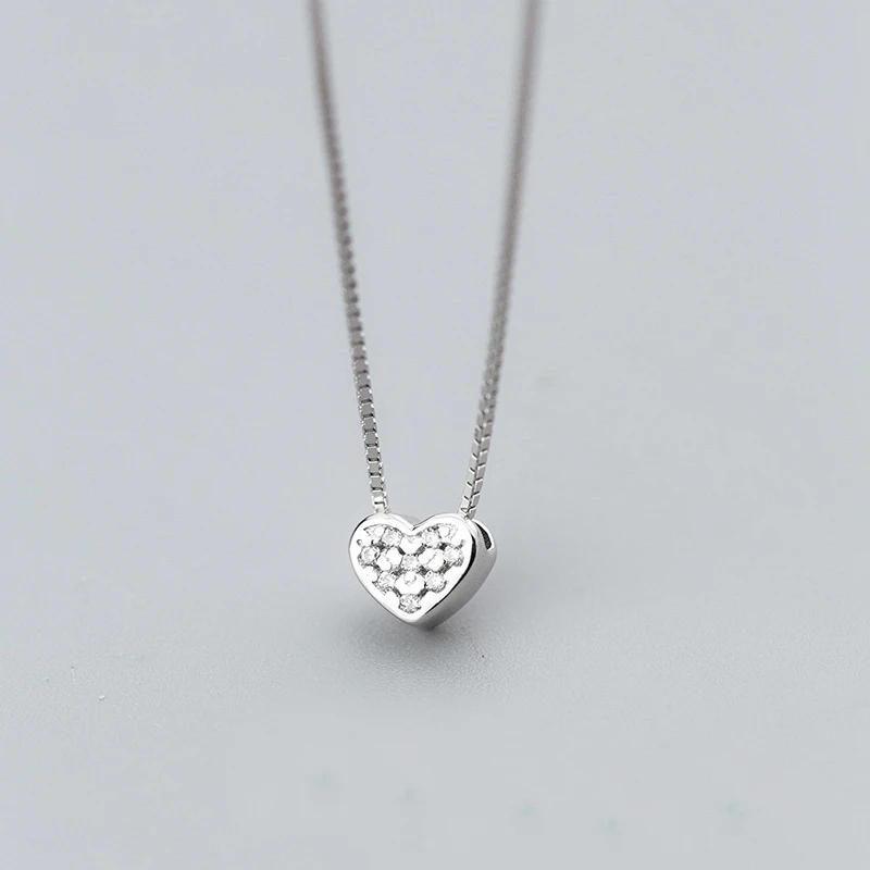 

MoveAcc 925 Sterling Silver Romantic Silver Heart Pendant Necklace for Women Good Quality Fine Jewelry Kolye