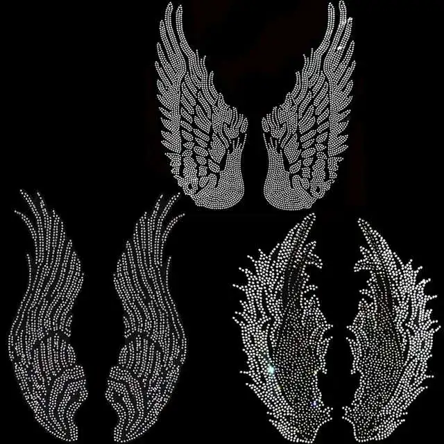 

3PC/lot SHiny wings sticker Hot Fix Iron on Rhinestone Transfer Applique Patch hot fix rhinestone transfer motifs