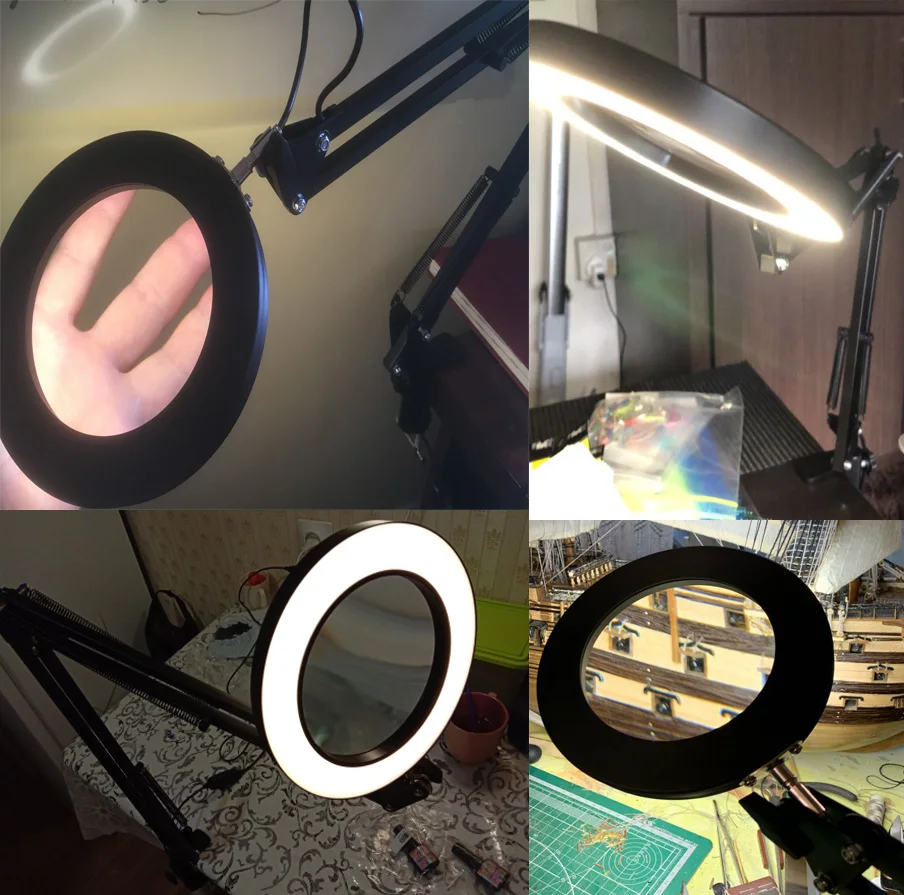Светодиодный настольная лампа с зажимом 5Xlens увеличительное Стекло светильник