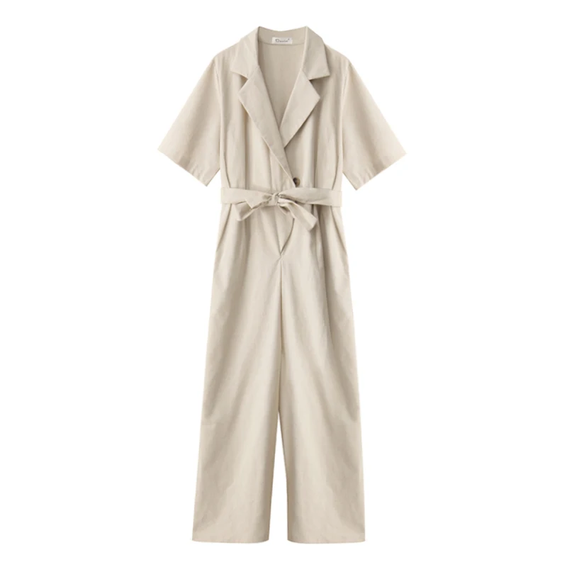 Возможно U черный бежевый хаки вырез с коротким рукавом широкий пояс Комбинезон