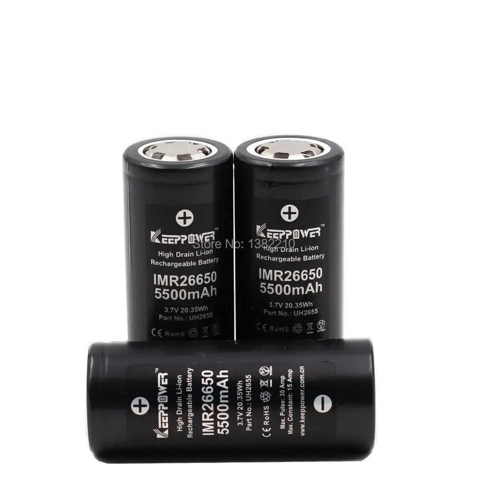 2 шт./лот новая модель Keeppower 3,7 V 26650 IMR26650 5500mAh Max 30A разрядная электронная сигарета батарея