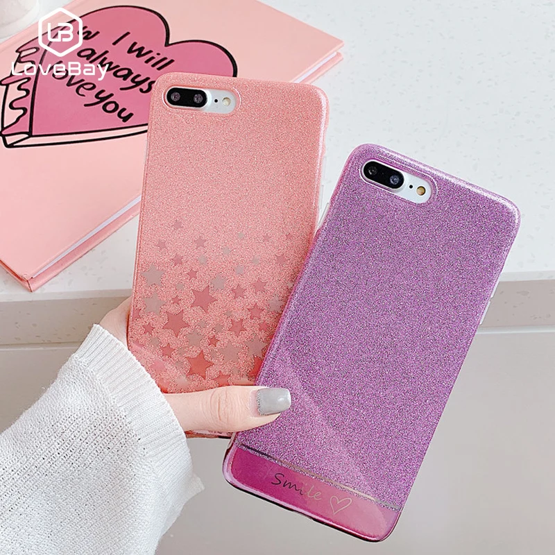 Lovebay блестящий чехол для телефона iPhone 6 6s 7 8 Plus X XR XS Max гальванизированная звезда