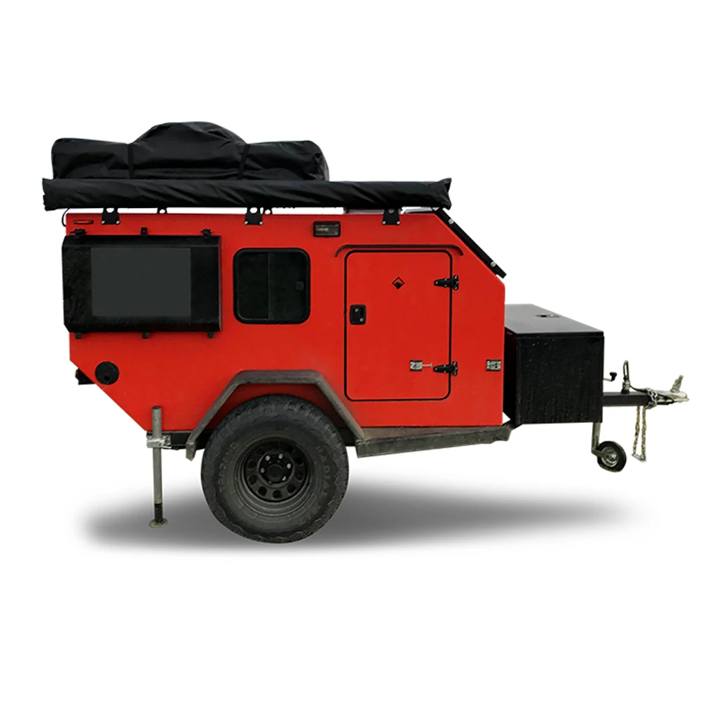 

Red Small Offroad Utility Camping Trailer With Box For Sale Tent Travel Camping Off Road Mini Camper Trailers Caravan 4X4