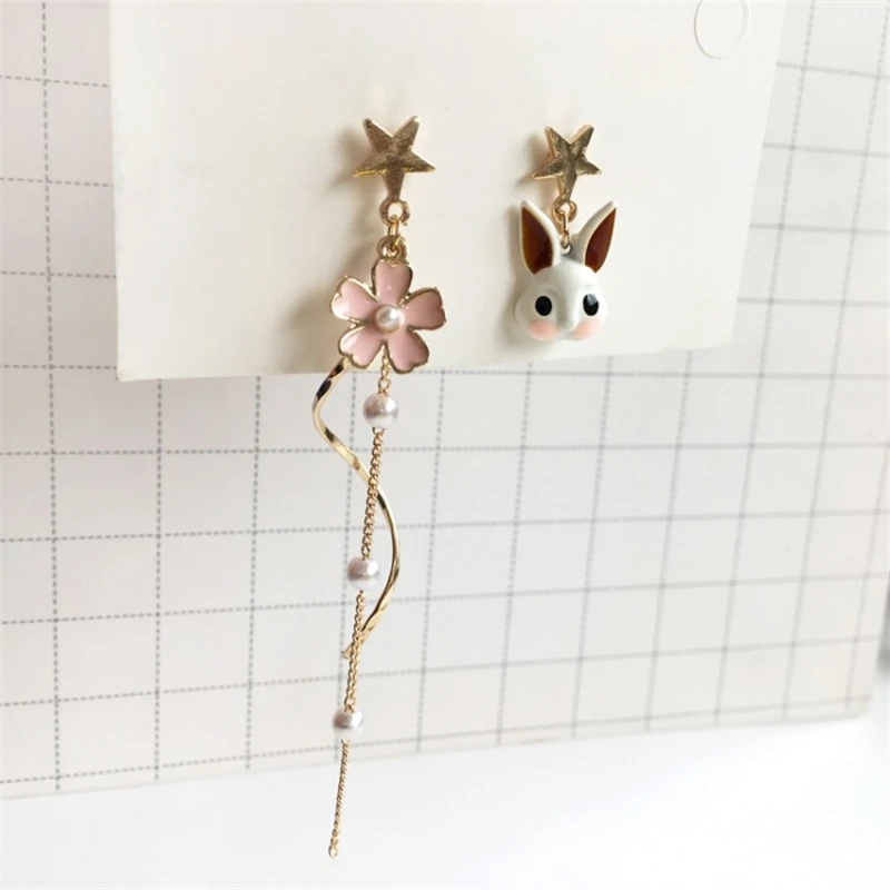 Модный изящный девочка чувство прекрасного асимметричные серьги гвоздики