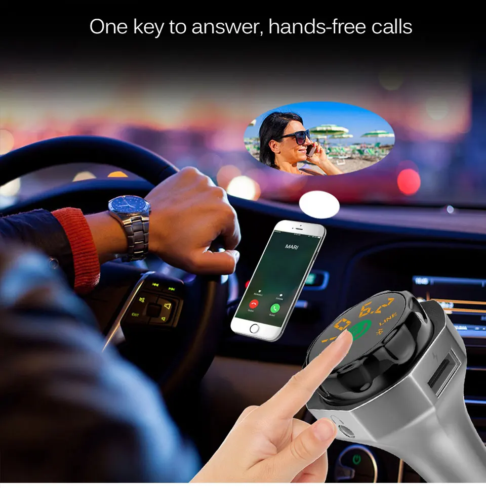 Беспроводной Bluetooth Hands-free Bluetooth автомобильный комплект fm-передатчик MP3 аудио плеер Поддержка U диск TF карта автомобильное зарядное устройство