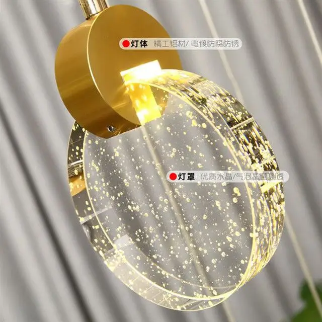 

Duplex Stairs LED Chandelier Ligthing Modern Living Dining Room Long Hanging Lamp Villa Lobby Crystal Luxury Adjustable Fixtures