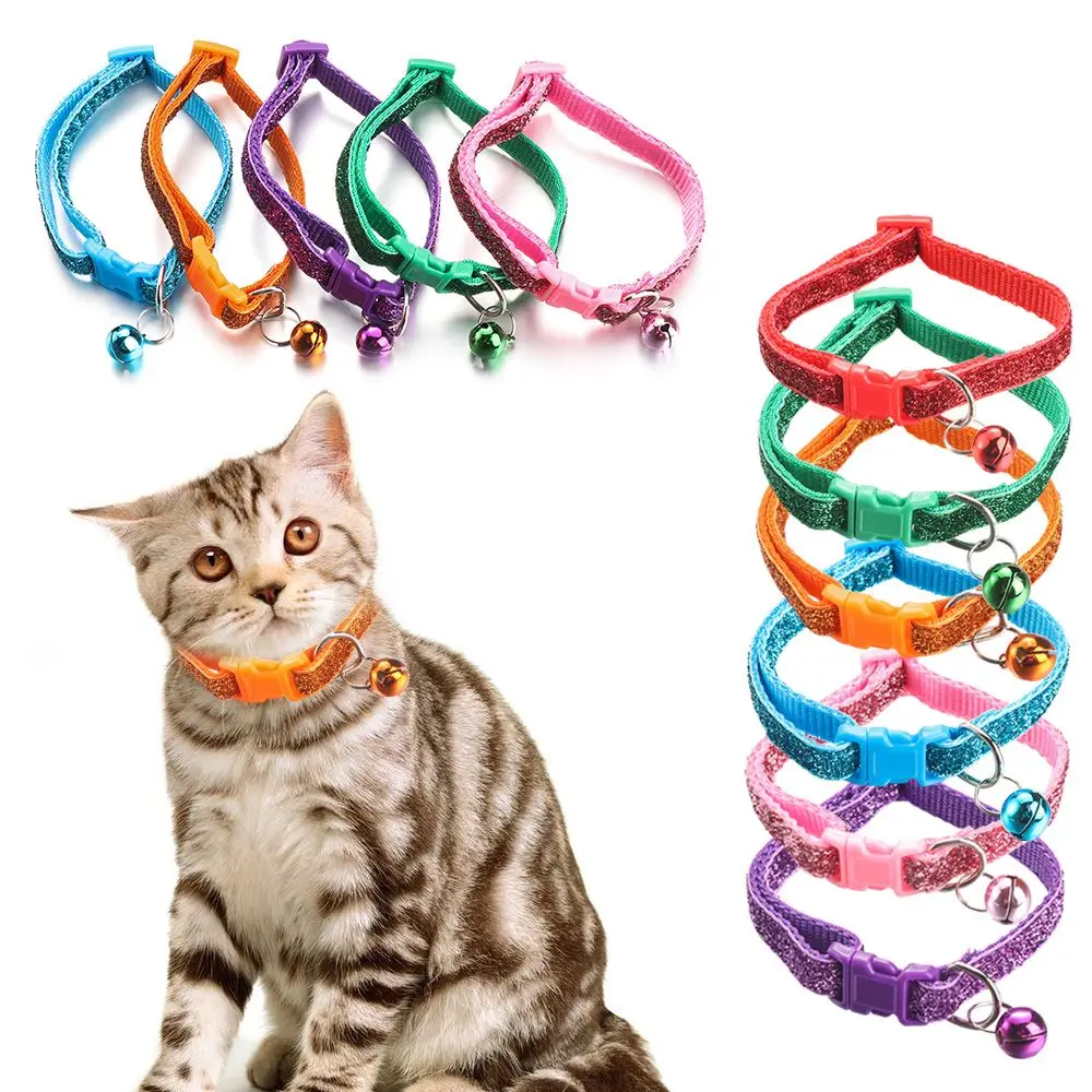 

Блестящая пряжка, Аксессуары для кошек, щенок, собака, ошейник для кошки, ошейники, подвеска-колокольчик ожерелье с котенком
