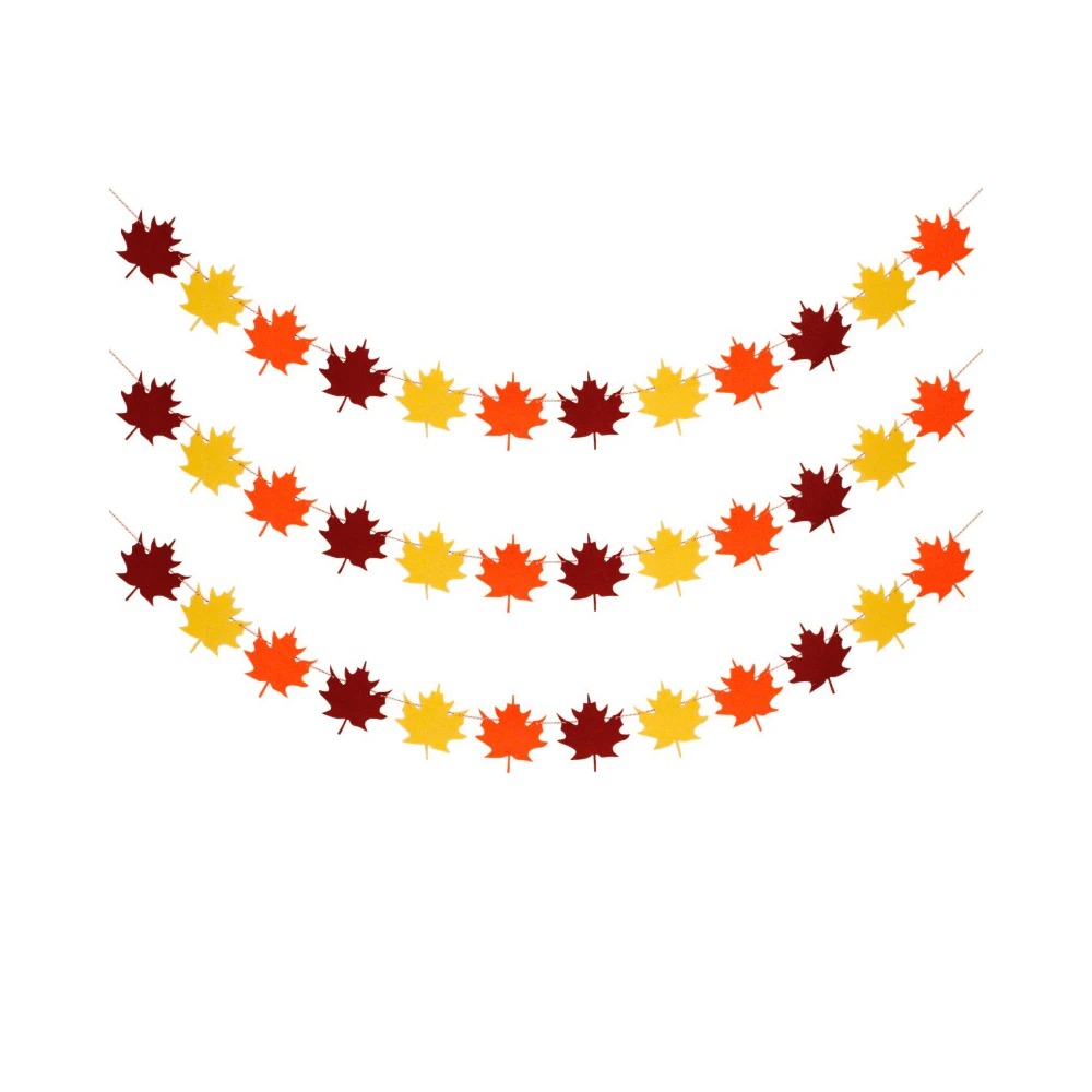 

Felt Maple Leaves Garlands Give Thanks Banner Thanksgiving Party Day Decorations Autumn Orange Birthday Party Hanging Supplies