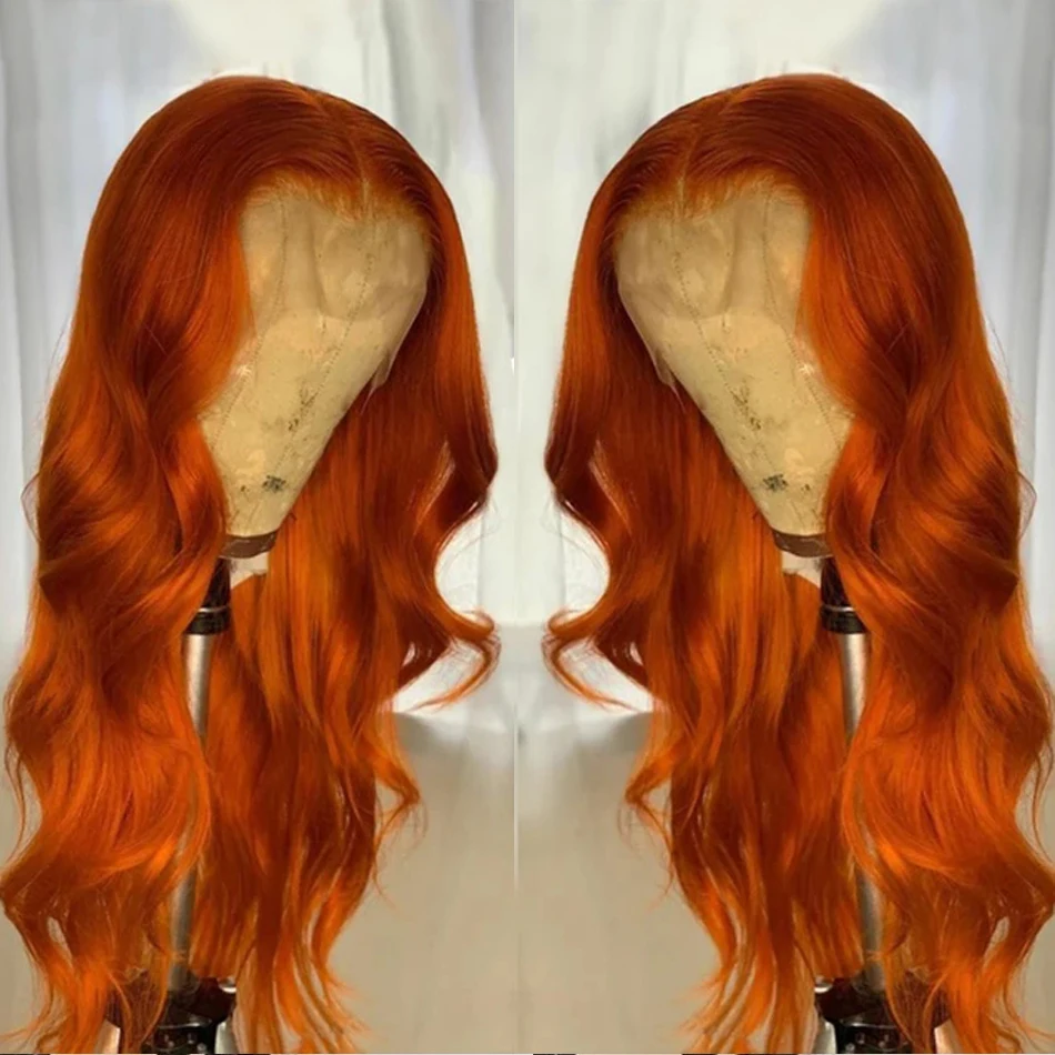 

Orange Red Color Lace Front Wigs for Women Party Body Wave Heat Resistant Fiber Synthetic Hair Wigs with Baby Hair