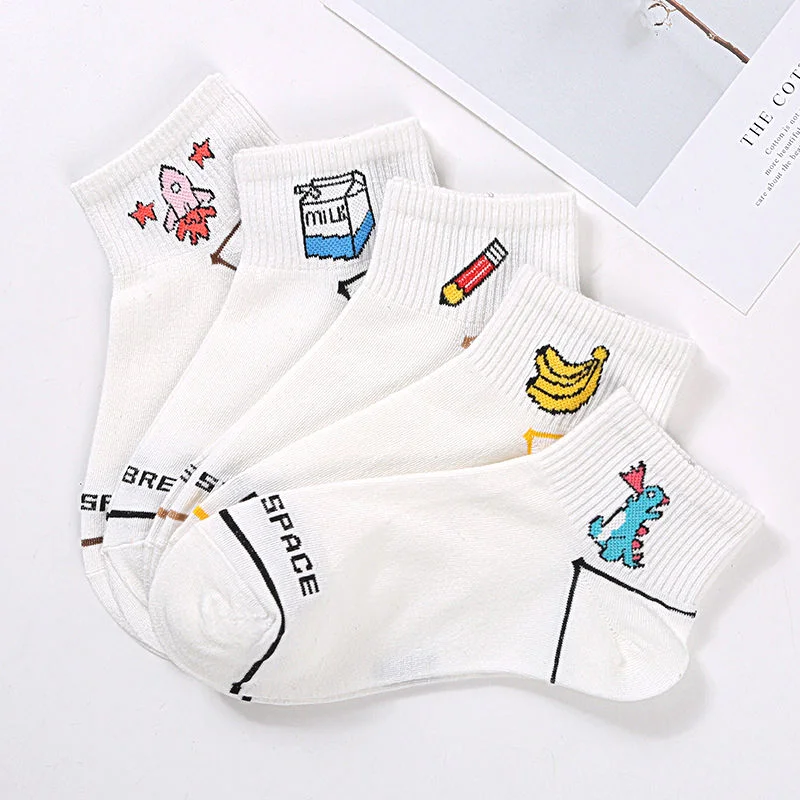 

FASHION Girls Socks Cute Elegant Lovely Cartoon Sweet Cotton Women Socks Animals Character Casual Short Socks Funny Female Sox