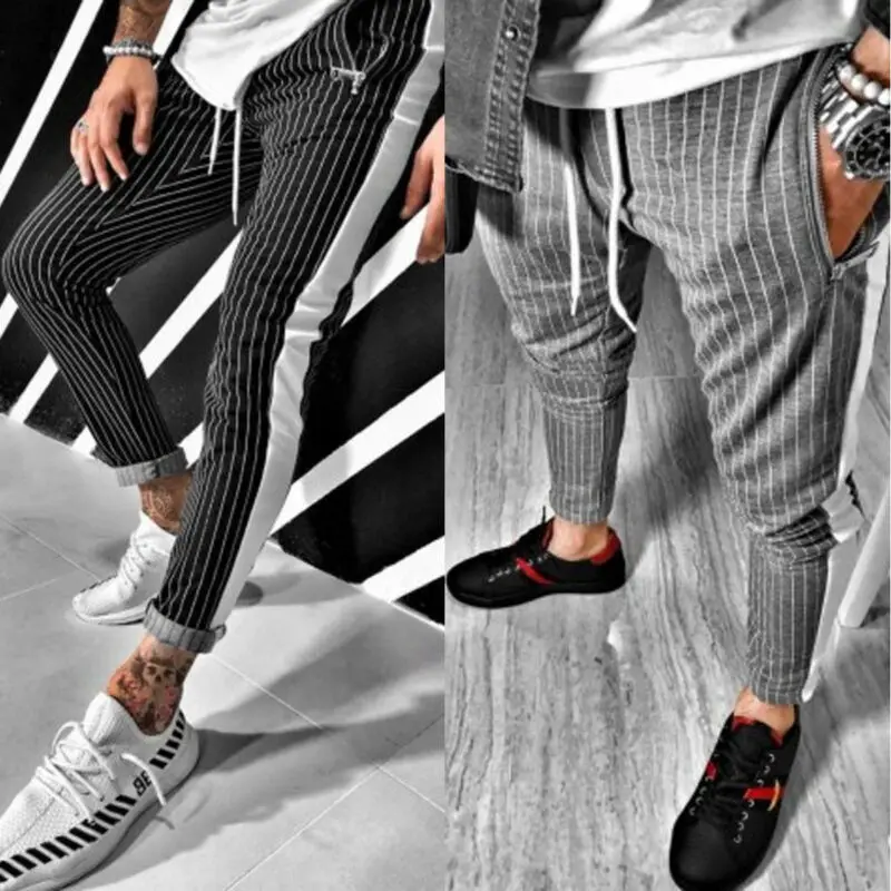 2019 новый мужской полосатый спортивный костюм штаны для спортзала спортивные в