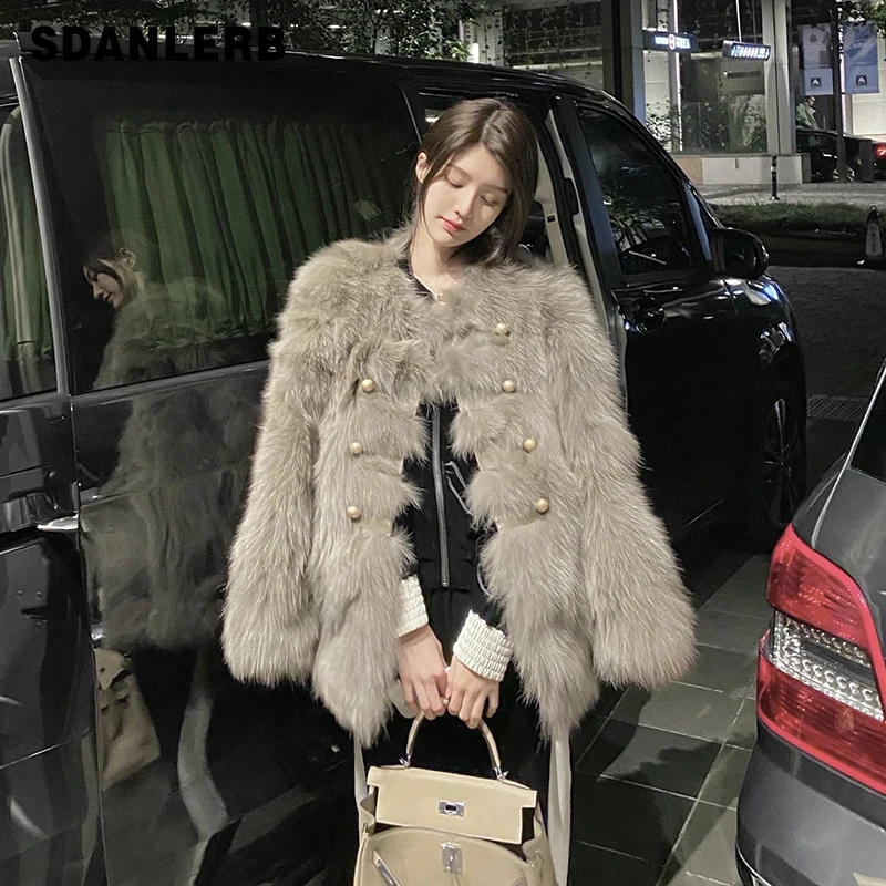 

2021 Winter New Fur Mid-Length Coat Imitation Fox Fur Fur Coat Women's Solid Color Long Sleeve Loose Elegant Fur Jacket