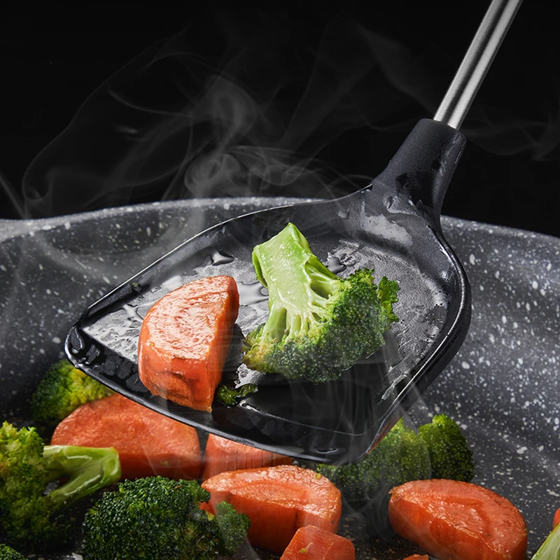 black silicone cooking appliances with stainless steel handle kitchen tools accessories soup spoon spatula nonstick cookware set free global shipping