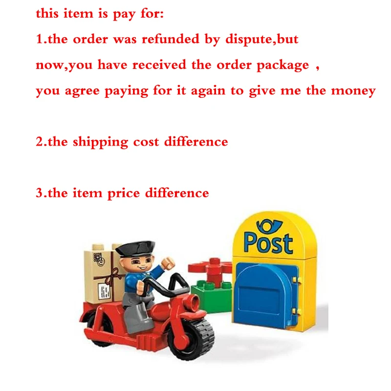 

special item for item difference/ or shipping cost difference/ or pay for item again