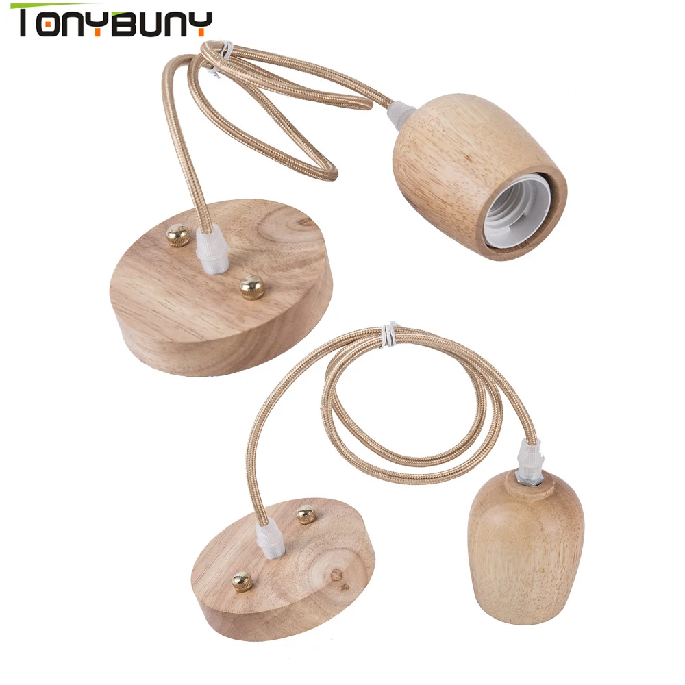 Hot Selling Wood Lamp Base E27 WoodLamp Holder pretty Pendant Bulb Light Screw E27 Socket