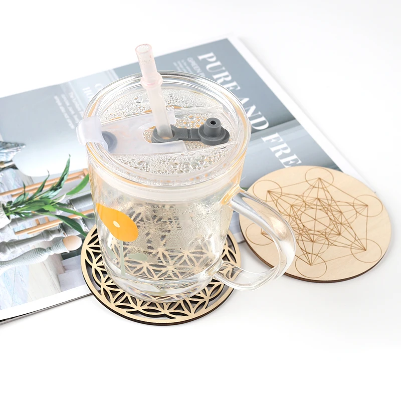 Деревянные круги с круглыми краями резная подставка для чакр цветок жизни