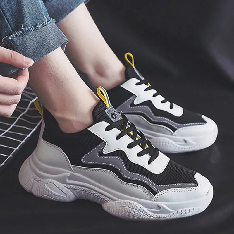 Светоотражающие мужские вулканизированные туфли Удобные кроссовки Мужская