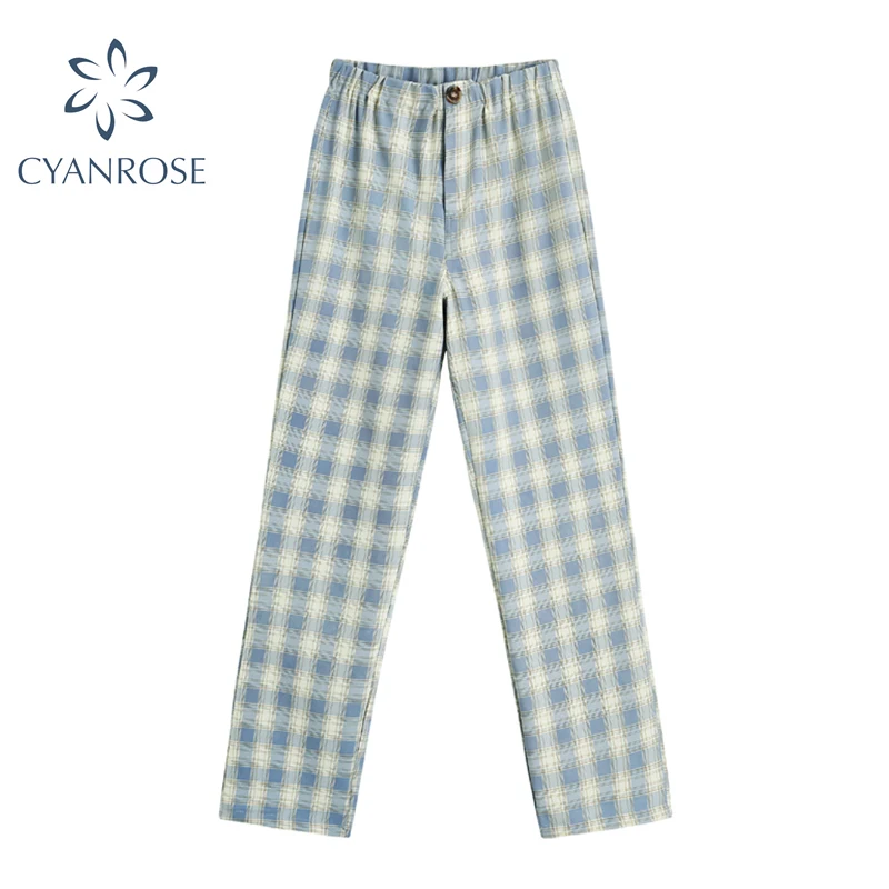 Для женщин мешковатые брюки клетчатые с широкими штанинами свободного покроя