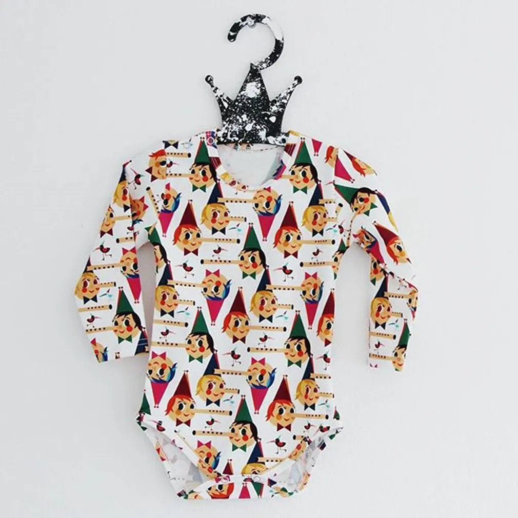 Детские боди с длинными рукавами рисунком клоуна эластичные комбинезоны Новые