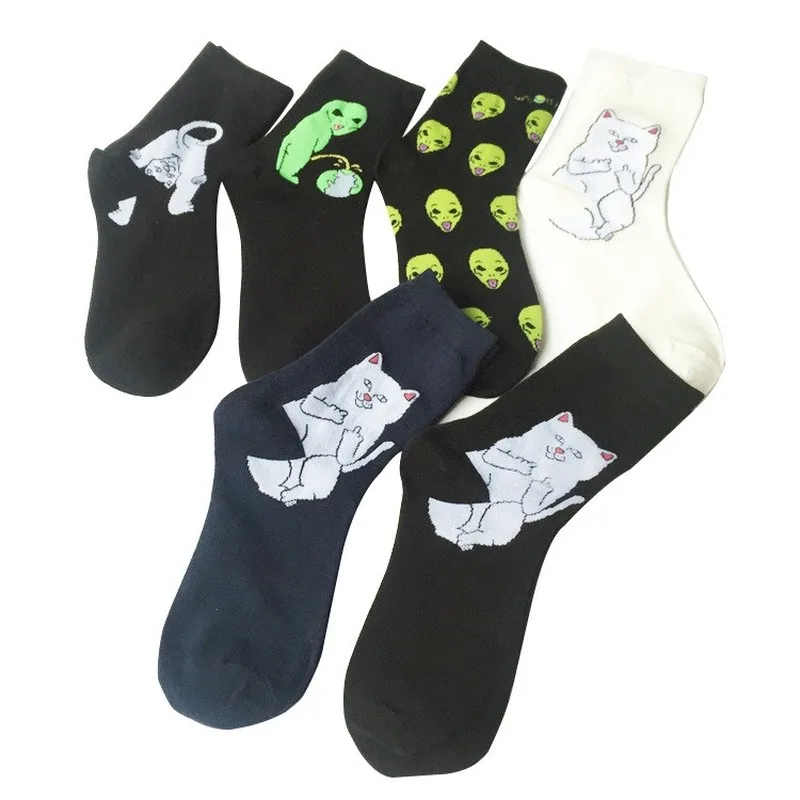 Модные художественные забавные носки с инопланетянами персональный креативный