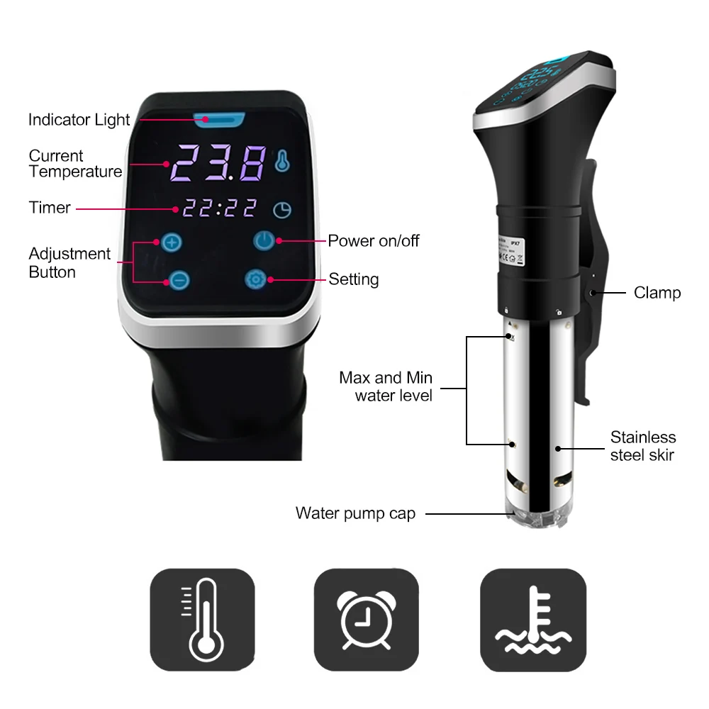 WantJoin IPX7 Водонепроницаемая вакуумная плита Sous Vide светодиодный цифровой дисплей