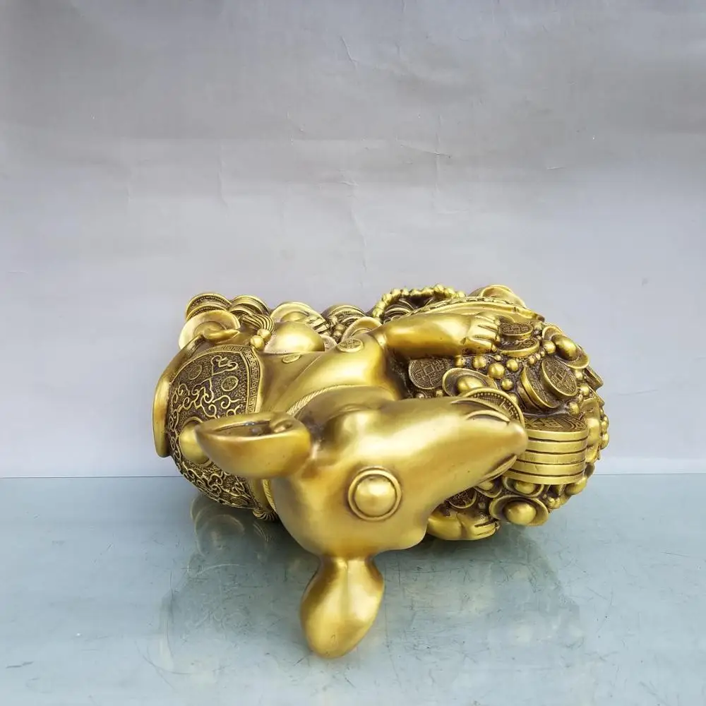 

wedding decoration Chinese Seikos Buddhism brass copper cornucopia mouse statue Implied wealth