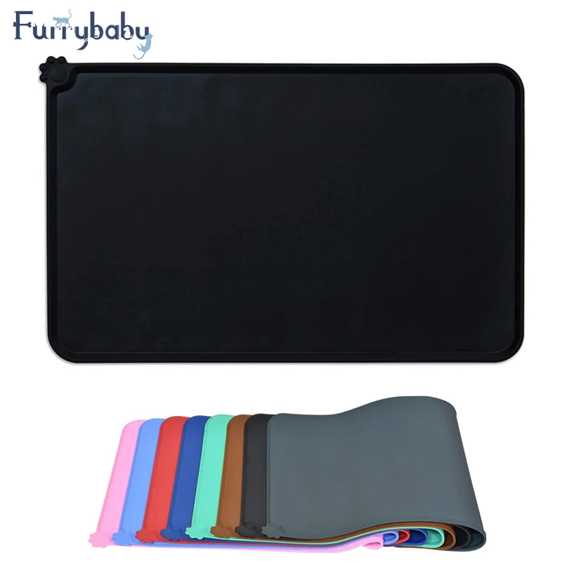 Водонепроницаемый коврик для питомцев силиконовый однотонный корма кошек и